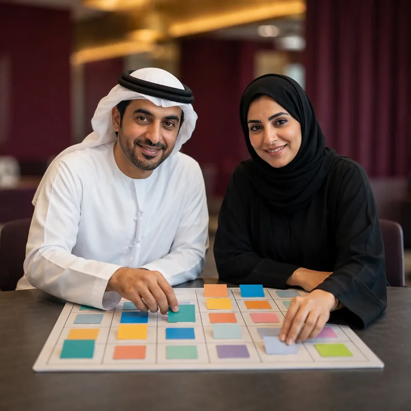 Competency Framework image Emirati HR consultants arranging competency framework cards